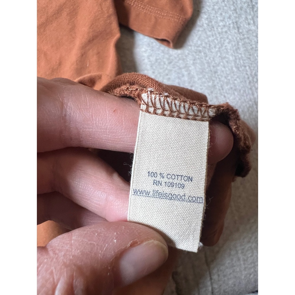 Life is Good Honey Long Sleeve Tee Women Medium Brown Boho Minimalist Cotton - Picture 7 of 8